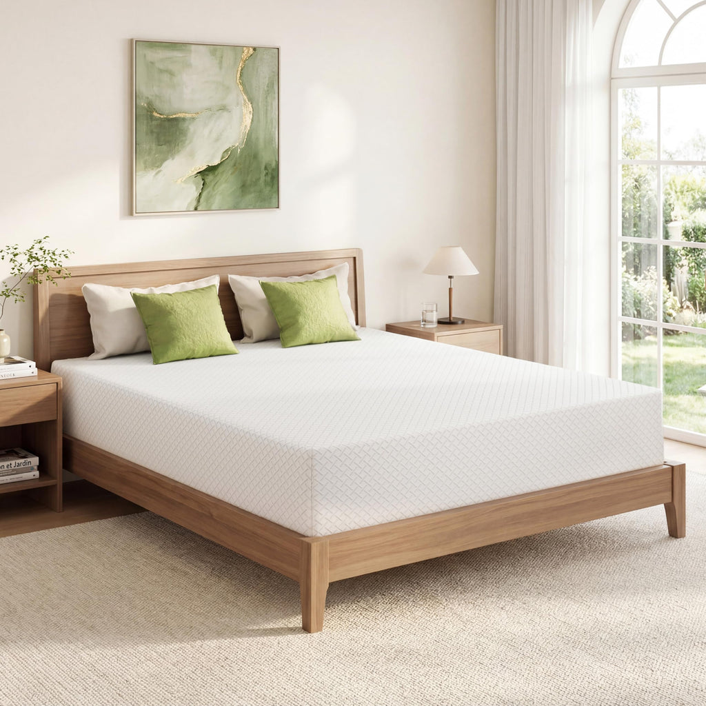 EGOHOME Twin Mattress 14 Inch, Green Tea Memory Foam Mattress, Medium Plush