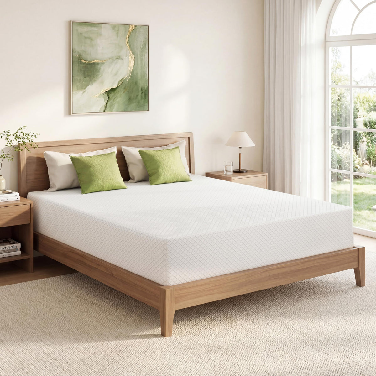 EGOHOME Twin Mattress 14 Inch, Green Tea Memory Foam Mattress, Medium Plush