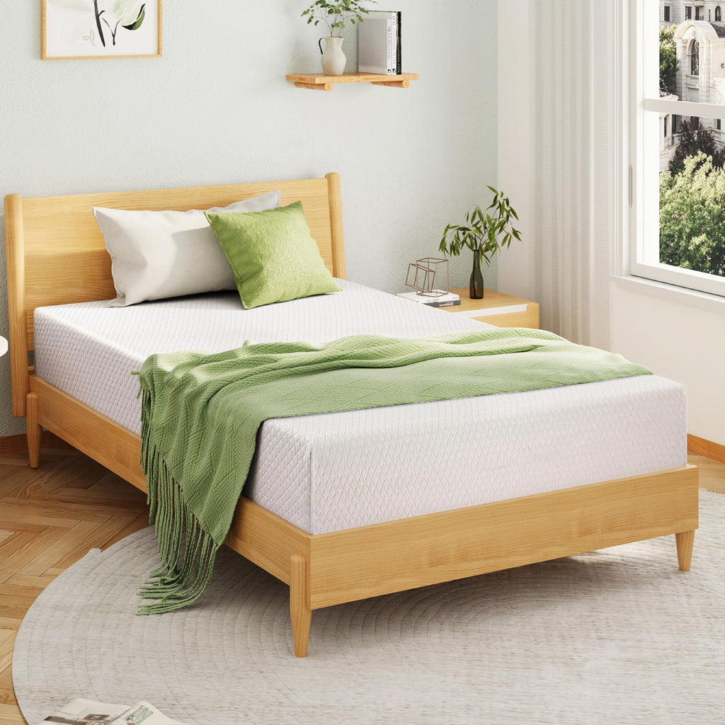 EGOHOME Twin Mattress 14 Inch, Green Tea Memory Foam Mattress, Medium Plush