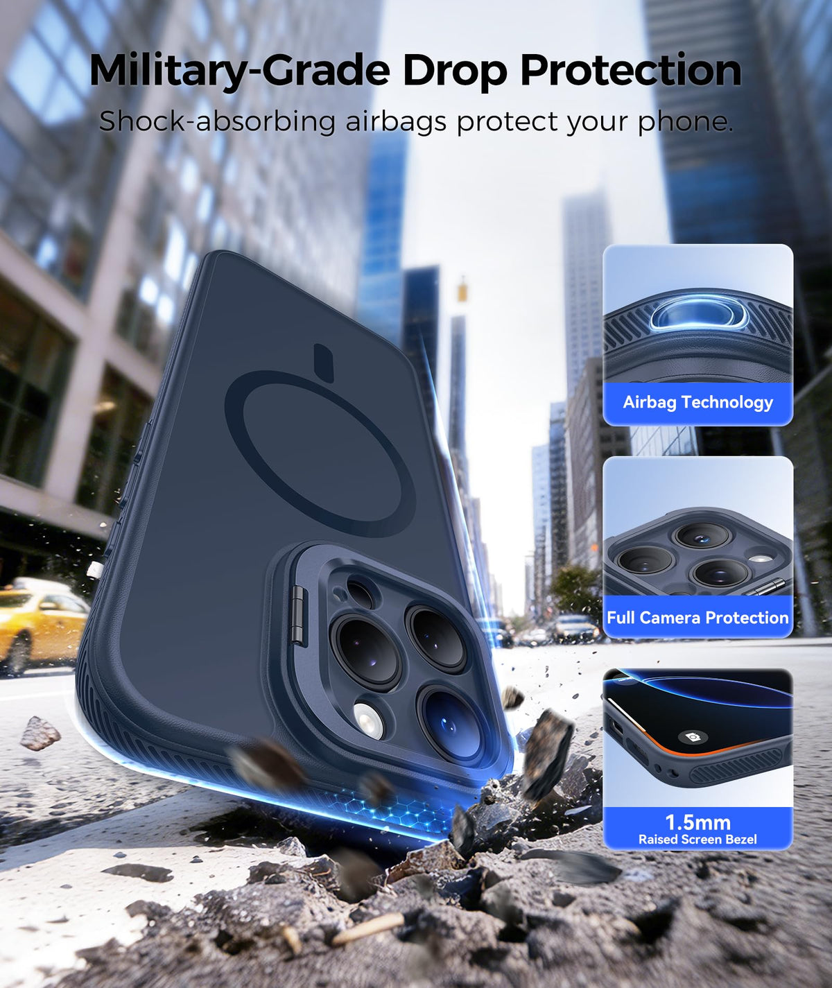 FNTCASE for Samsung Galaxy Z Fold 7 Case with 360 Spin Magnetic Stand Black