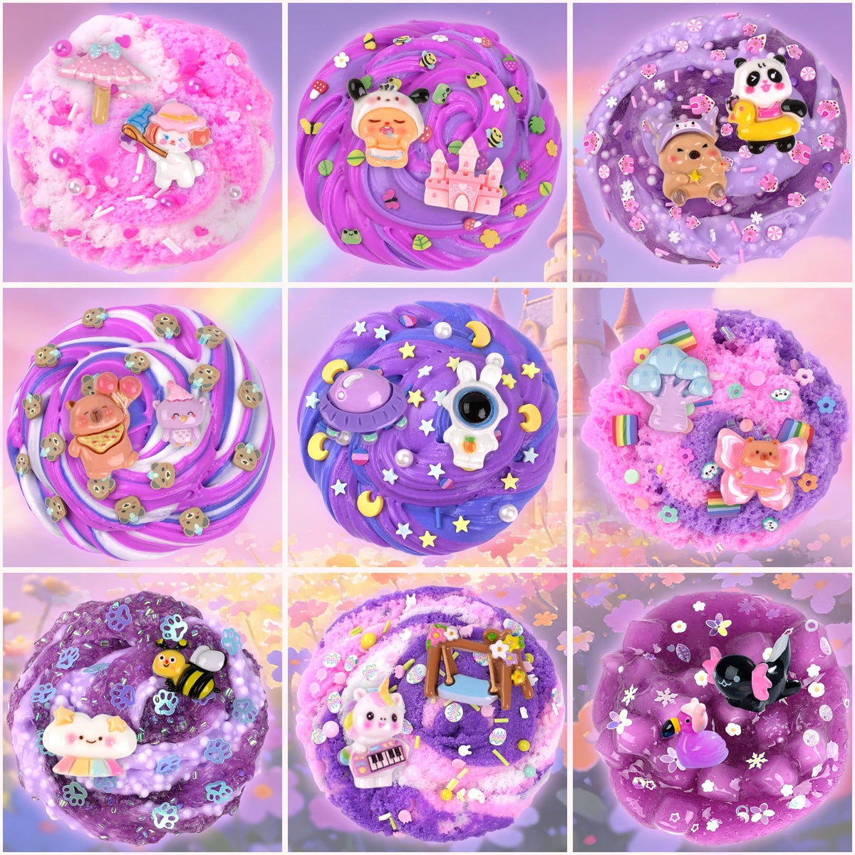 6-Pack Pink Slime Kit for Girls, Cloud Butter Squishy Birthday Gift Set