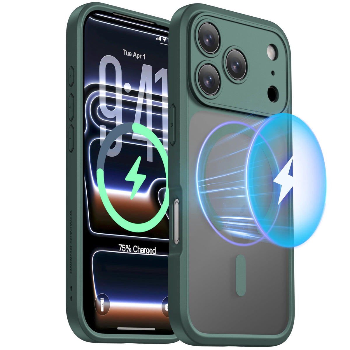 ImpactStrong Magnetic Guard Designed for iPhone 13 Case [Camera Protection] [Military Grade Drop Tested] [Compatible with MagSafe] Slim Translucent Matte Phone Case (6.1") - Black