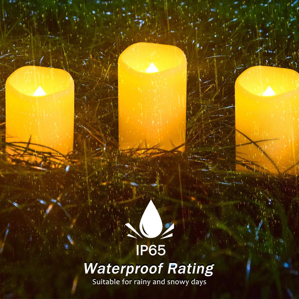 YOROXRG Set of 24 Waterproof Outdoor Flameless Candles, LED Candles with 4 Remote and Timer,(H 4" 5" 6" x D 2.2"),for Christmas,Halloween,Wedding,Festival