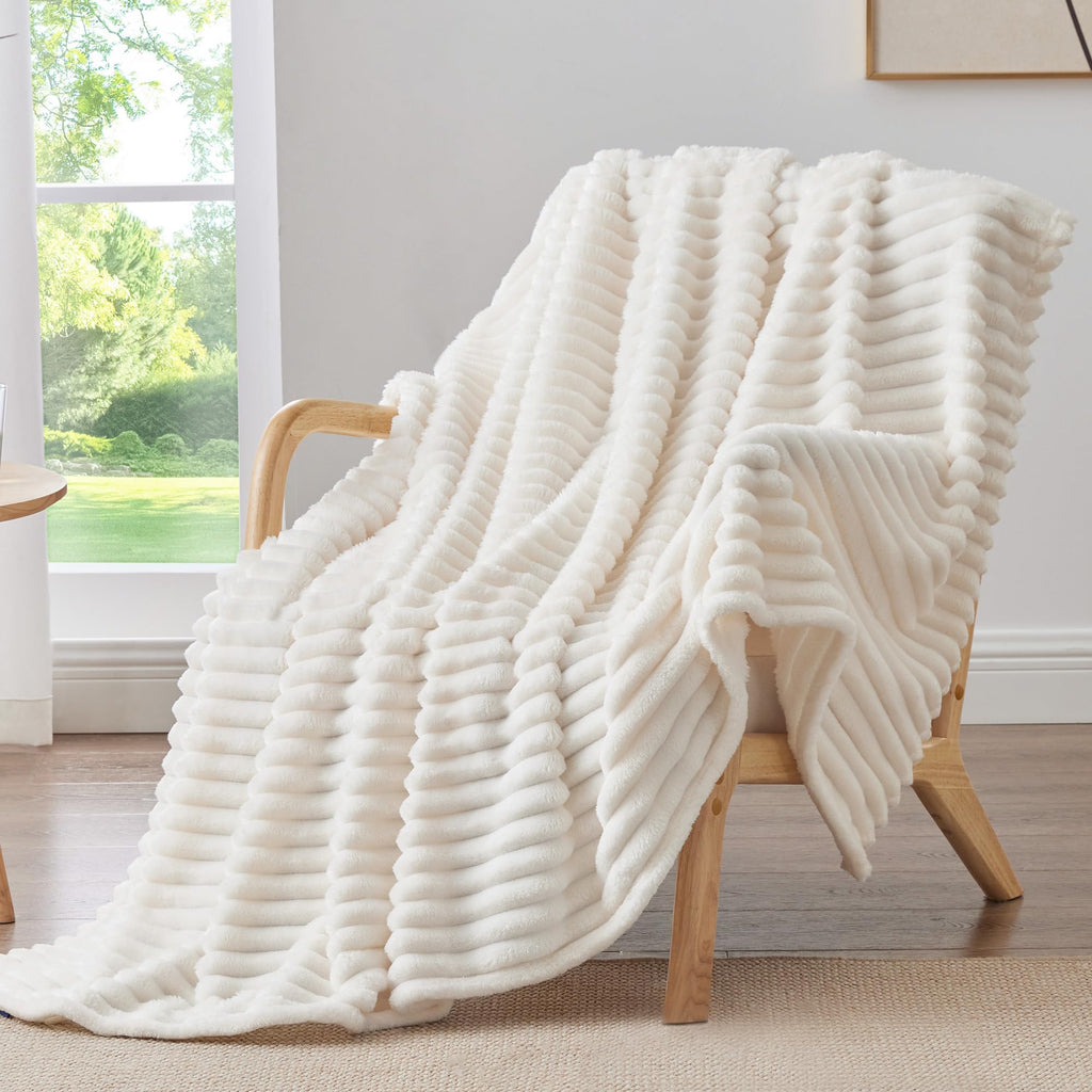 BEDELITE Ribbed Full Size Blanket for Bed, Olive Green, 84"x90"