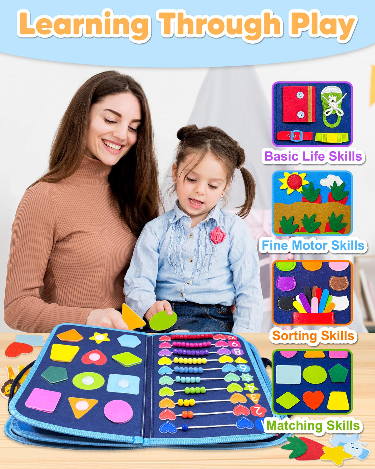 Exorany Busy Board Montessori Toys for Toddler Boy Girl Gifts Busy Book