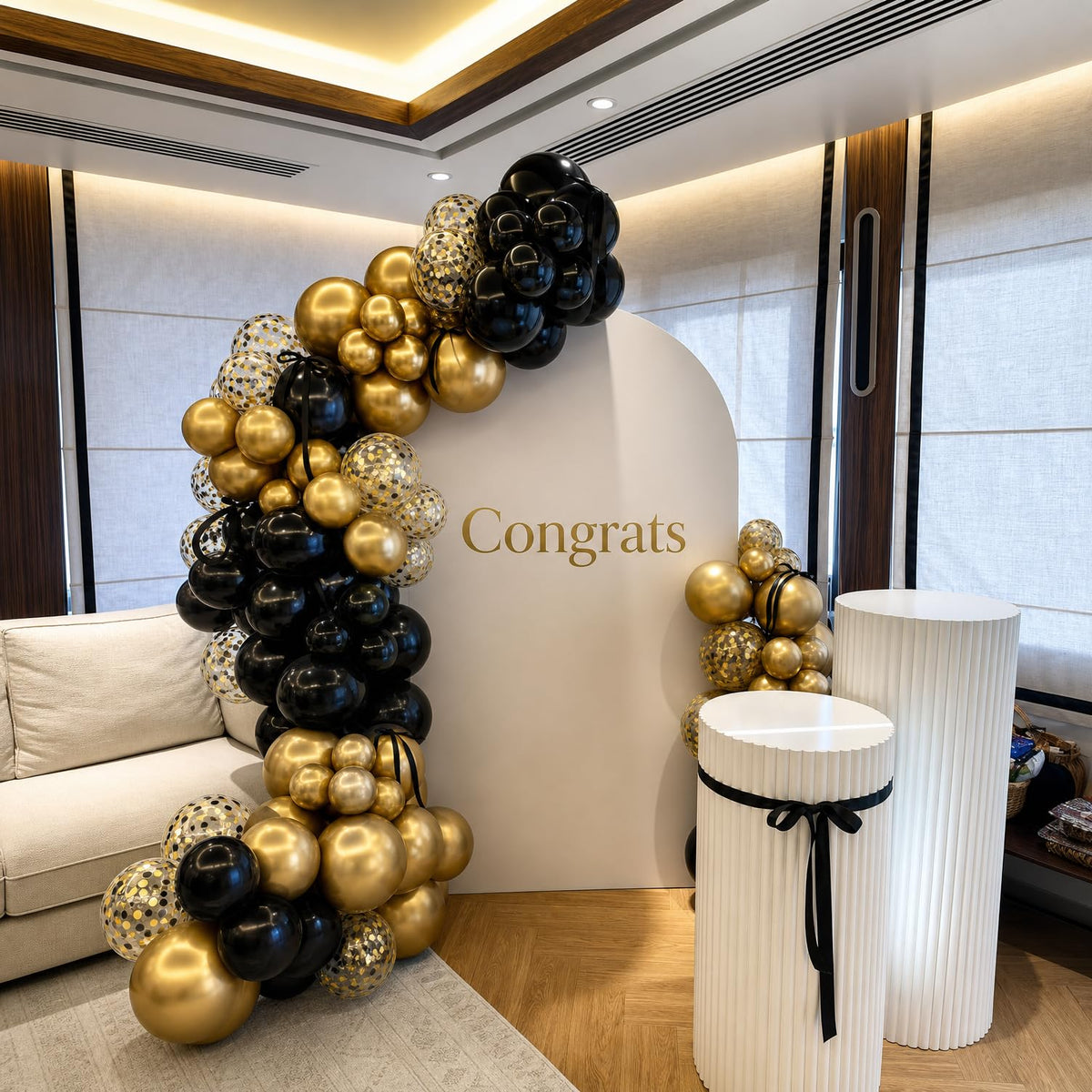 Rose Gold and Black Balloons for Bridal Shower Women Birthday Decorations