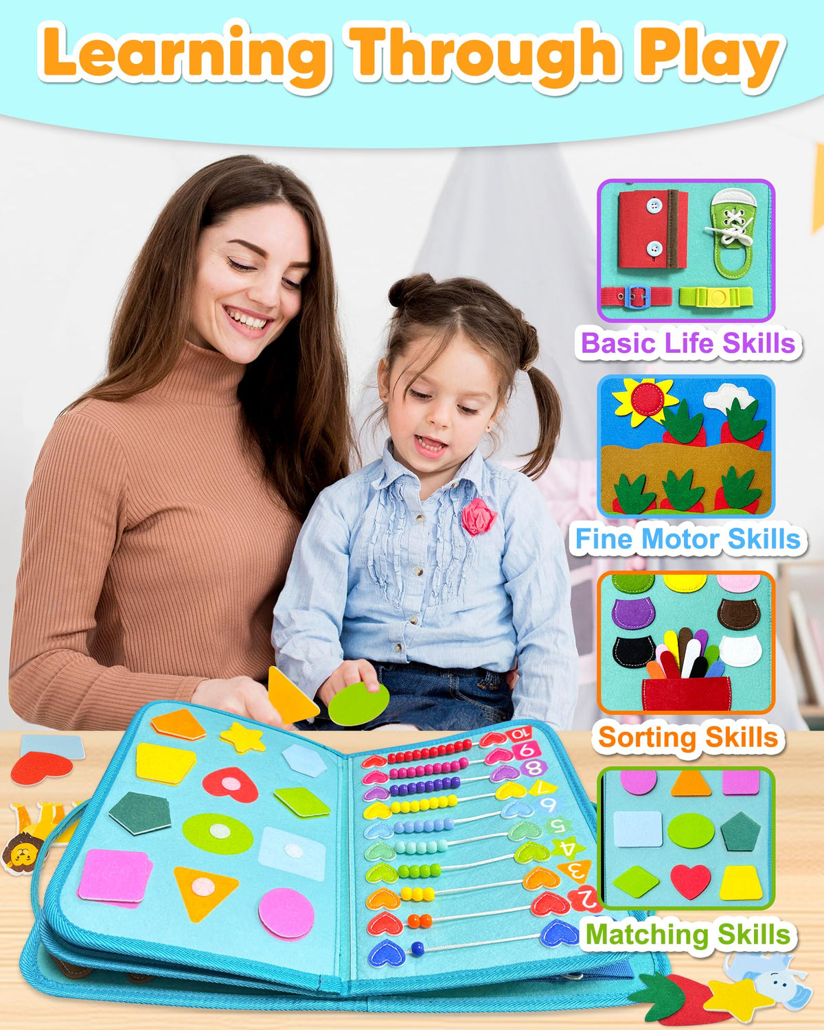Exorany Busy Board Montessori Toys for Toddler Boy Girl Gifts Busy Book
