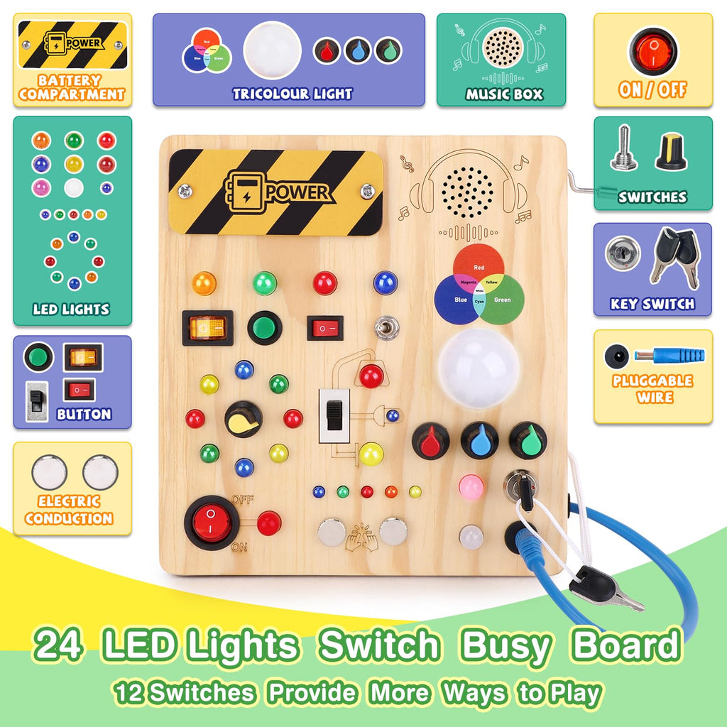Grarain Busy Board for Toddlers - Montessori Educational Toy for 1-3 Year Old Boys & Girls | Travel-Friendly Sensory Learning Activity | Ideal for Kids with Autism(Unicorn Busy Board v2)