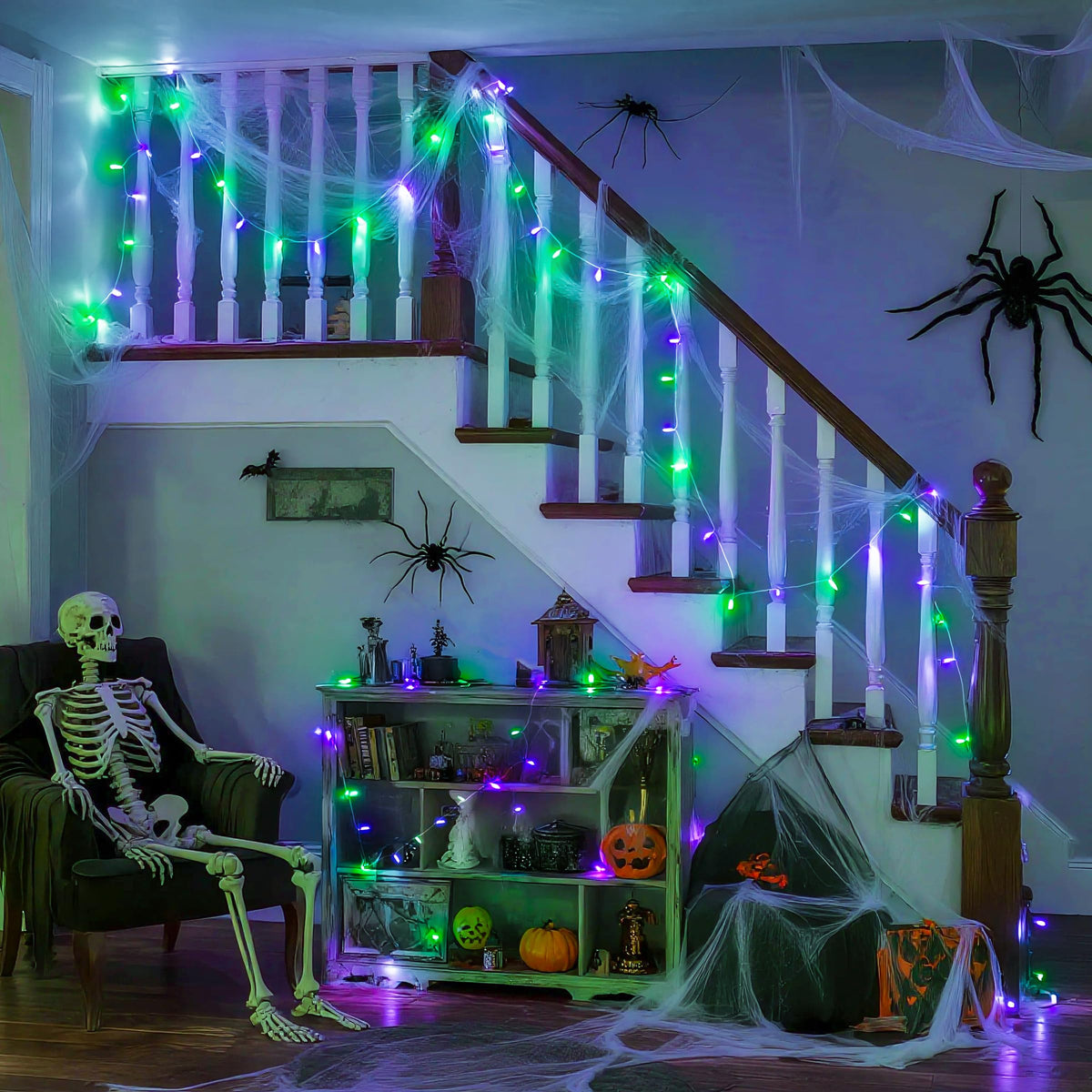 JMEXSUSS 100 LED Orange & Purple Halloween Lights Plug in