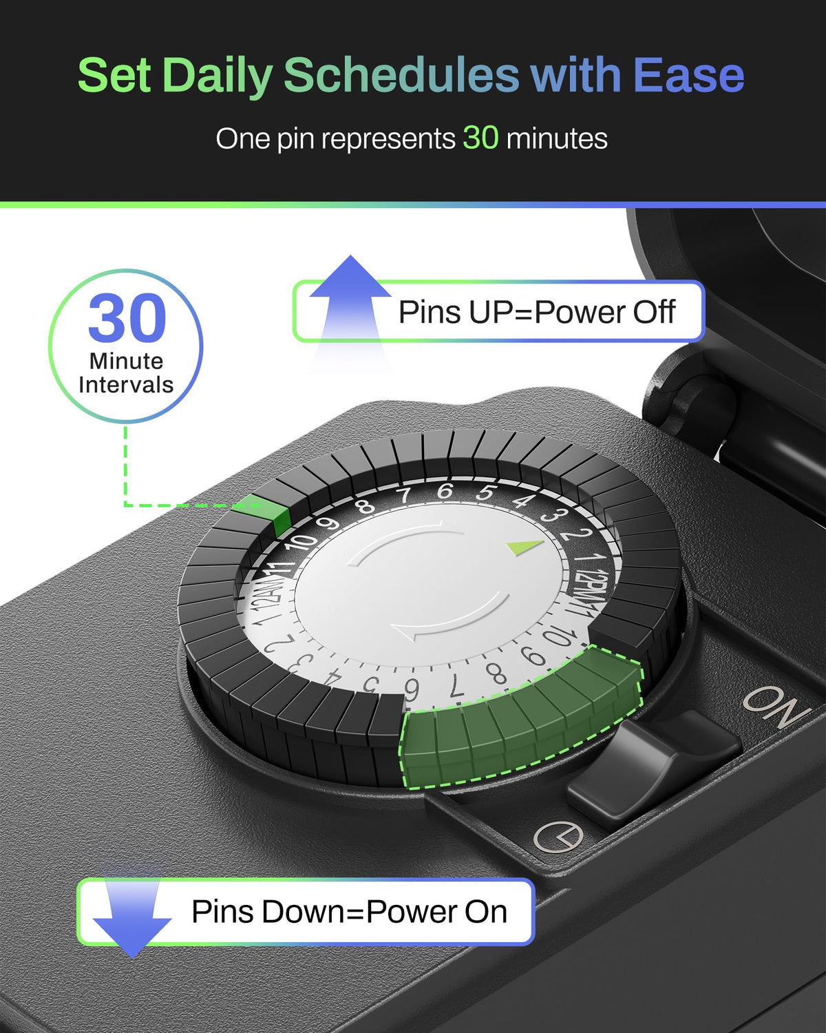 BN-LINK Outdoor 24-Hour Mechanical Timer Outlet, 2 Grounded Outlets