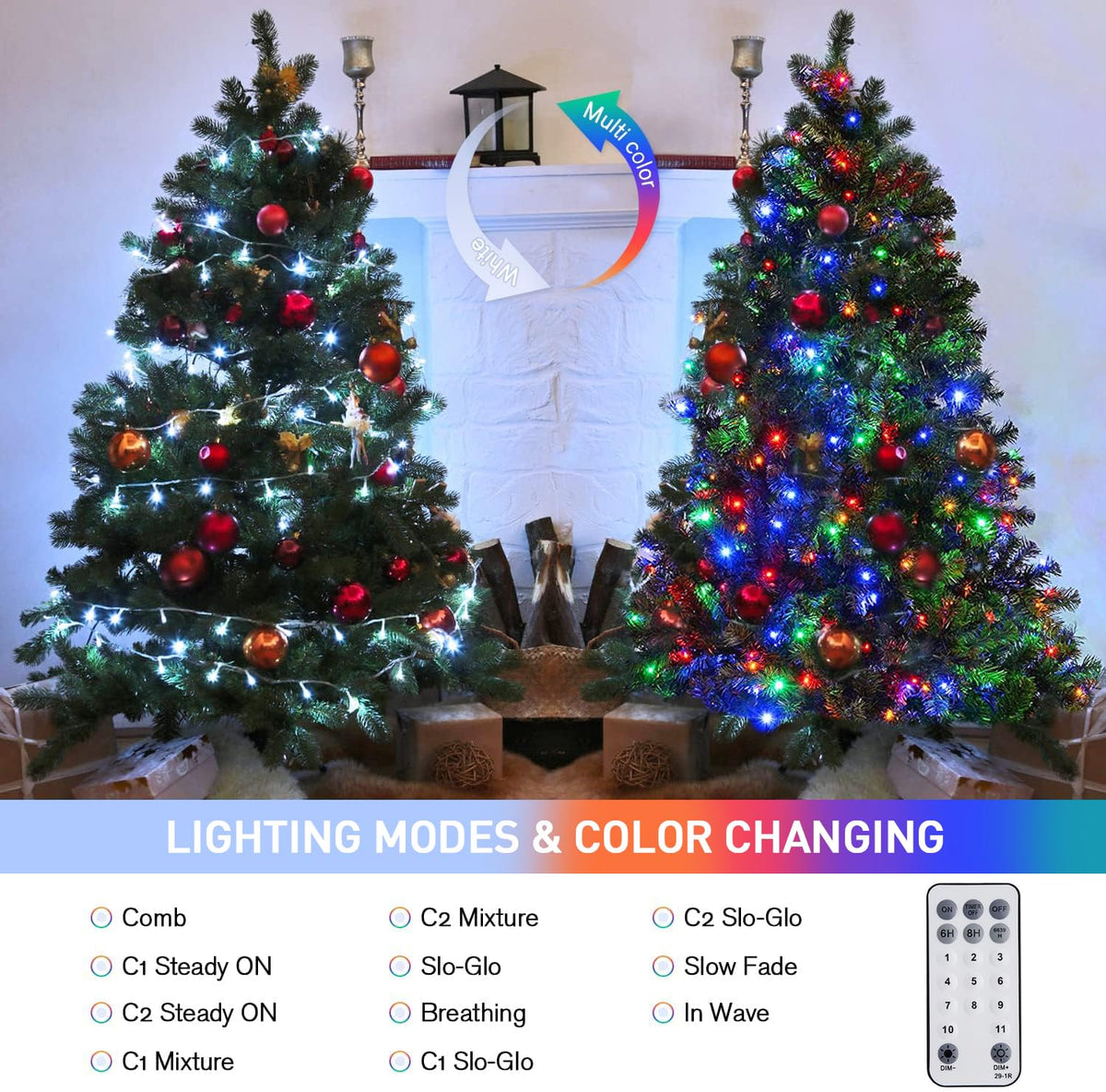 JMEXSUSS 100 LED Orange & Purple Halloween Lights Plug in
