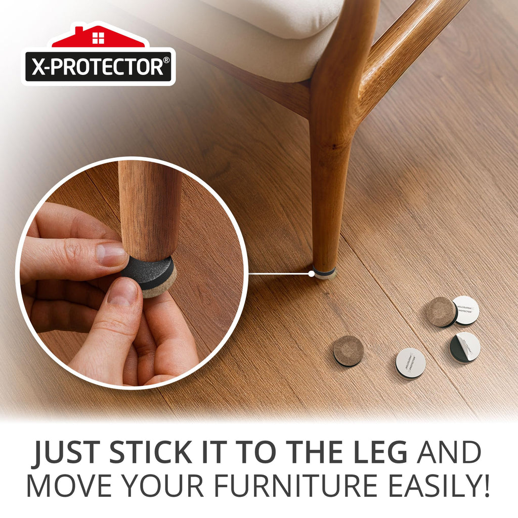 Felt Furniture Sliders for Hardwood Floors X-PROTECTOR 16 PCS 3 ½”