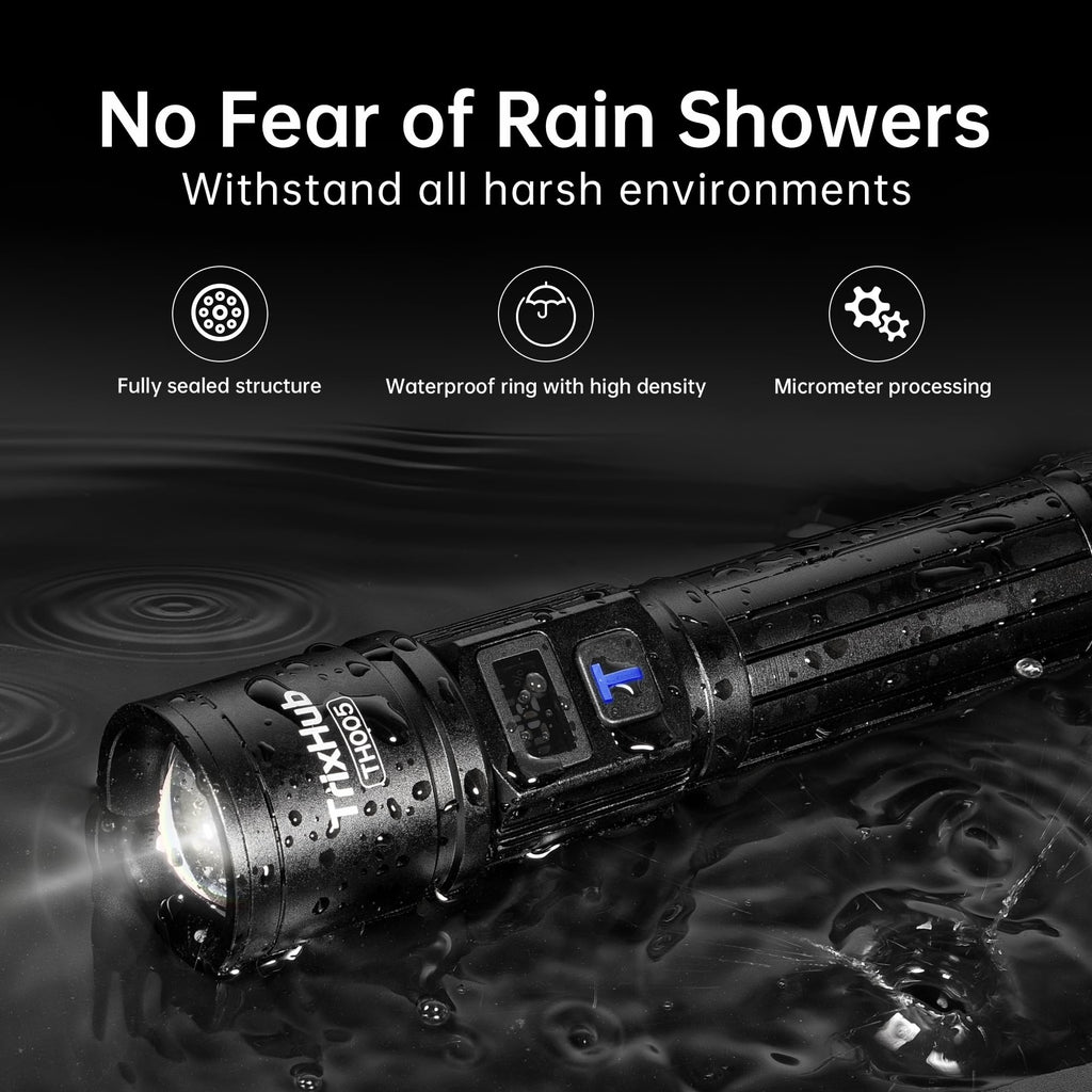 TrixHub Rechargeable Flashlights 3 Pack Super Bright High Lumens Flashlight