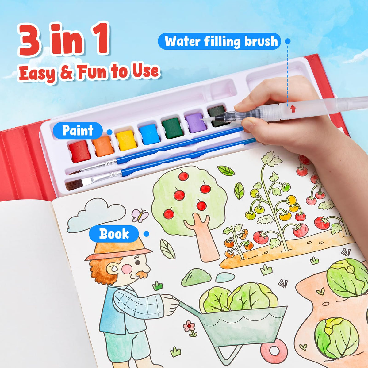 JoyCat Paint with Water Coloring Books for Toddlers (Magical Pony)