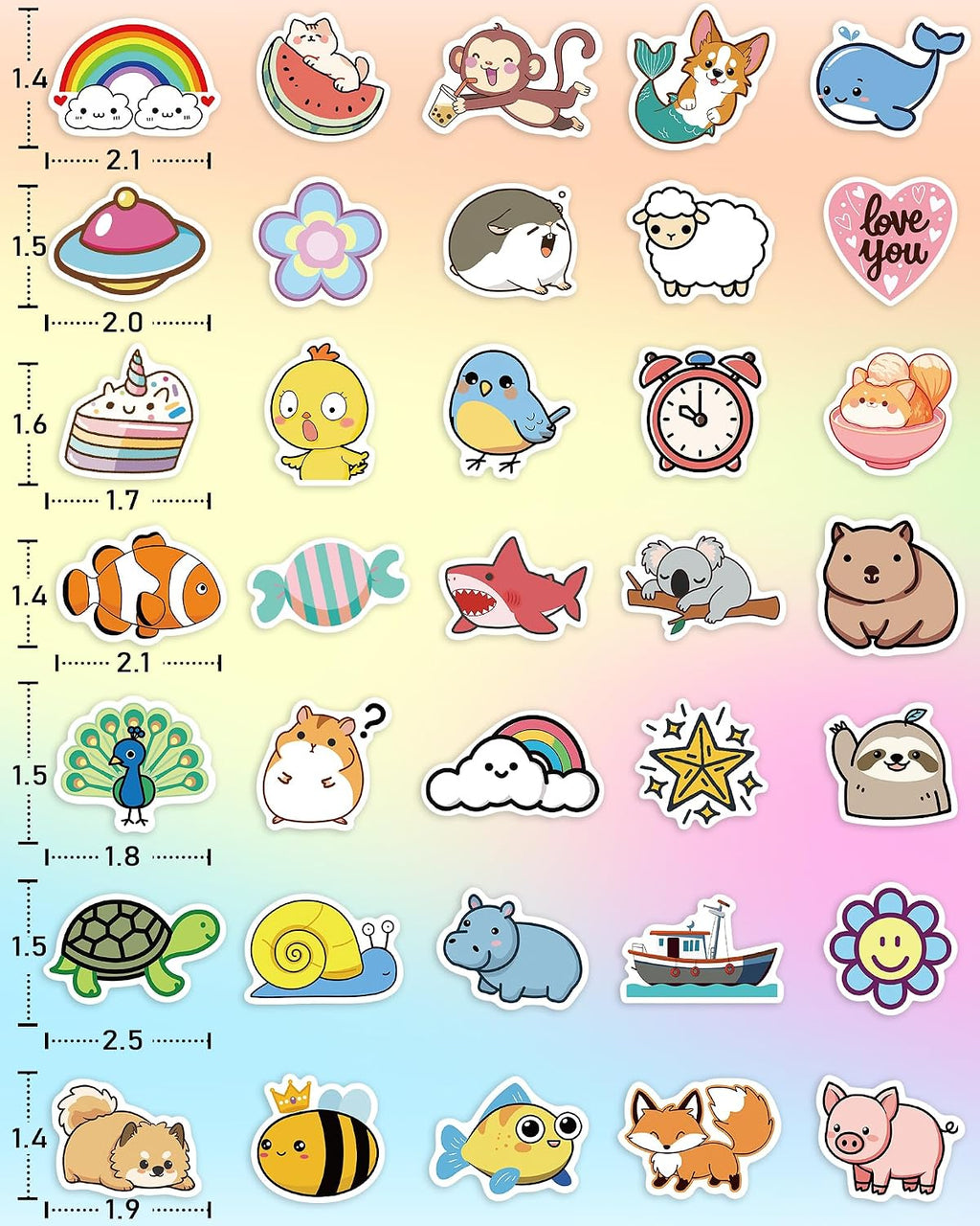 600 Pcs/Pack Water Bottle Stickers for Kids, Cute Vinyl Waterproof Stickers