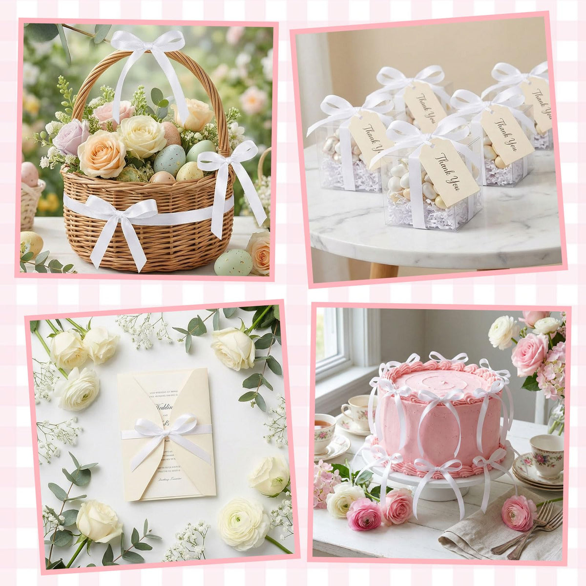 30 Pack Bow Cake Toppers Pink Ribbon Bows for Cake Back to School Decor