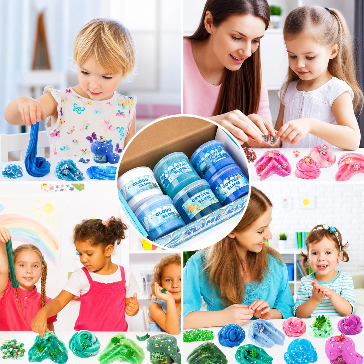 6-Pack Pink Slime Kit for Girls, Cloud Butter Squishy Birthday Gift Set