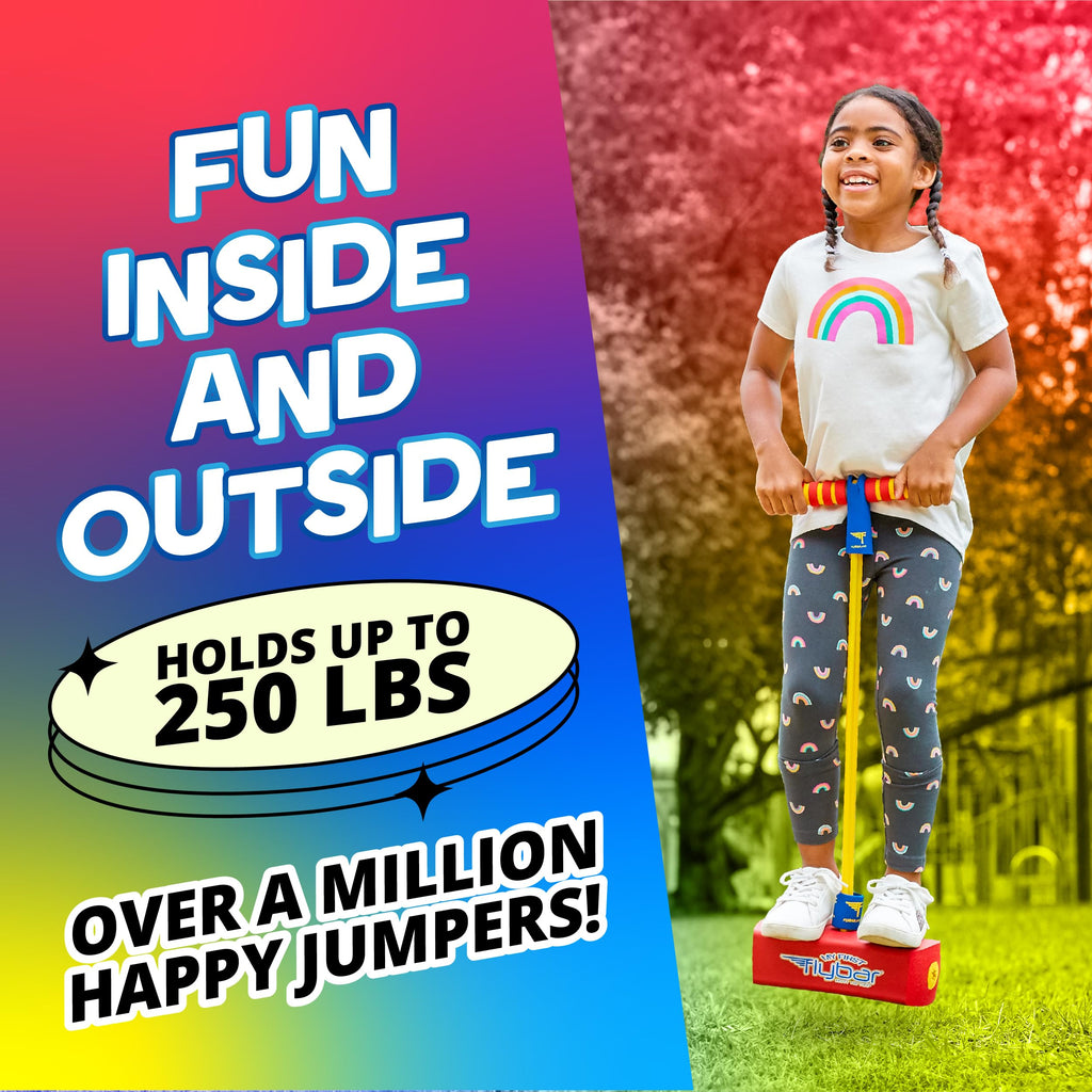 Flybar My First Foam Pogo Jumper for Kids Fun and Safe Pogo Stick, Durable Foam and Bungee Jumper for Ages 3 and up Toddler Toys, Supports up to 250lbs (Blue)