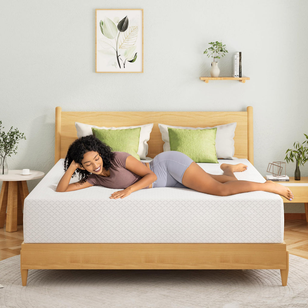 EGOHOME Twin Mattress 14 Inch, Green Tea Memory Foam Mattress, Medium Plush