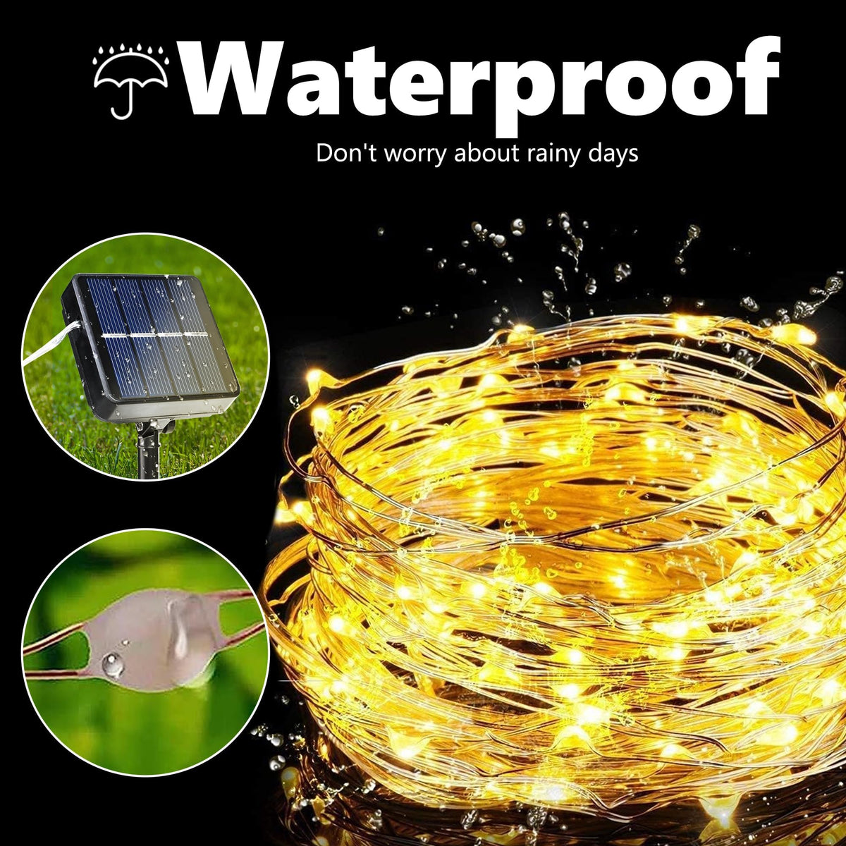 Joomer Solar Fairy Lights, 2-Pack Total 80FT 240LED String Lights, White