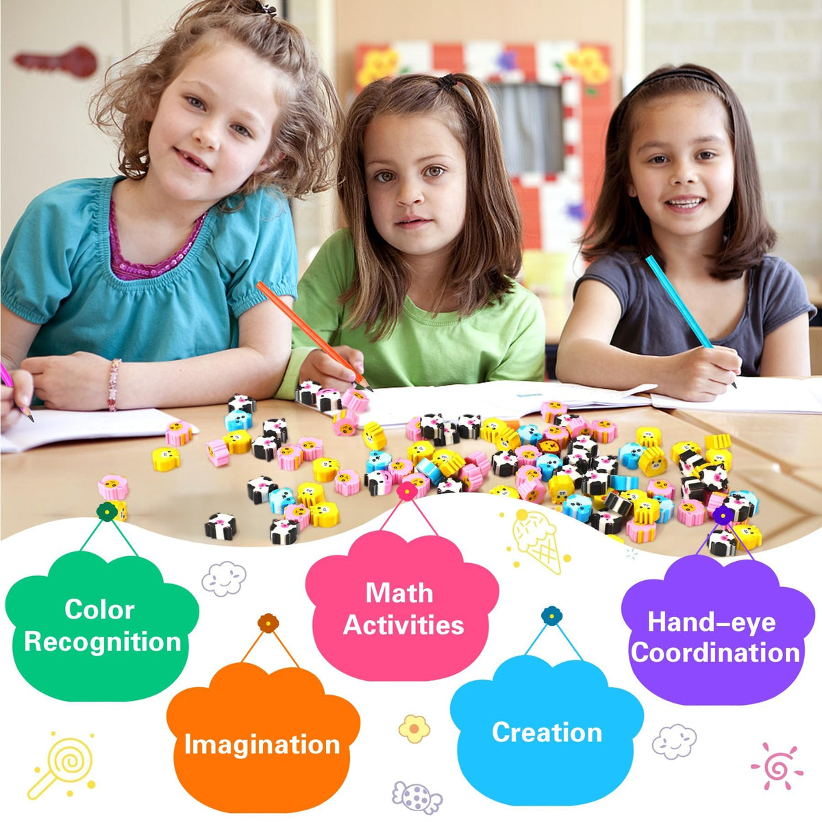 JUNEBRUSHS 150Pcs Fall Mini Erasers, Cute Thanksgiving Erasers Bulk