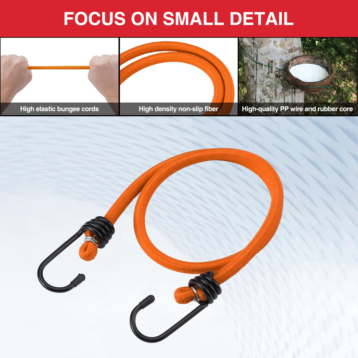 WORKPRO 24" Bungee Cords with Hooks, 4 Pack Heavy Duty Outdoor Bungee Strap