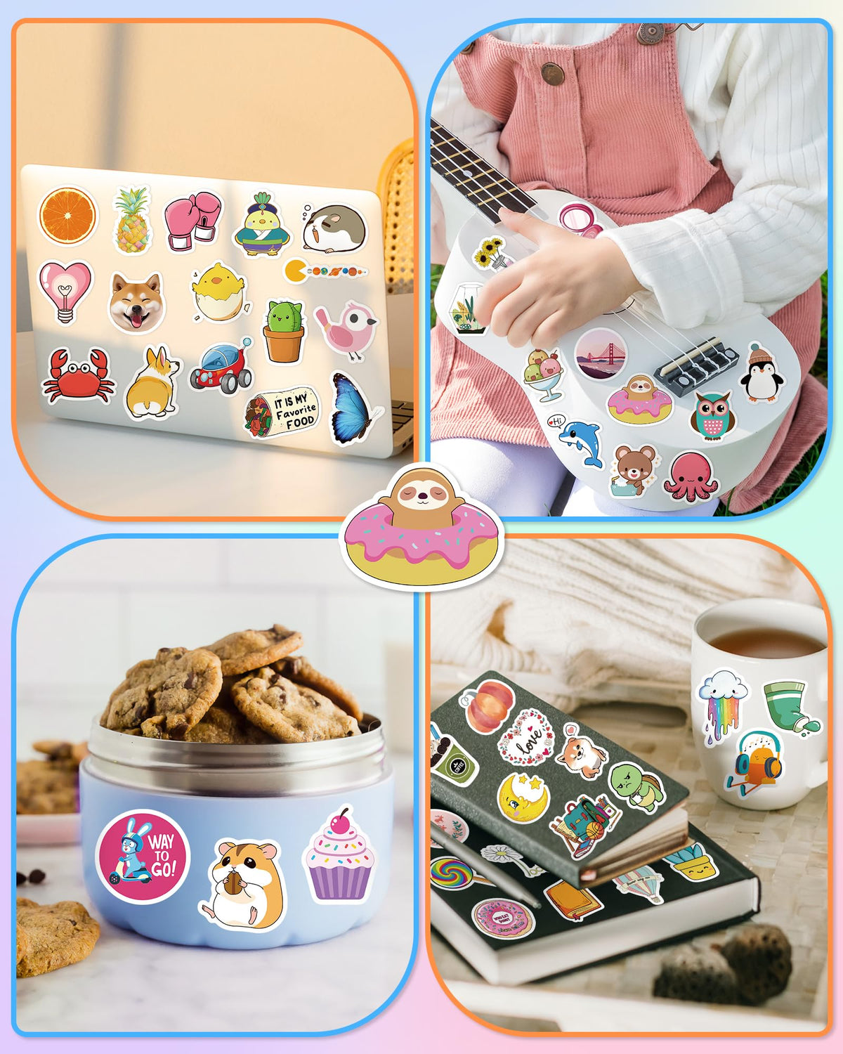 600 Pcs/Pack Water Bottle Stickers for Kids, Cute Vinyl Waterproof Stickers