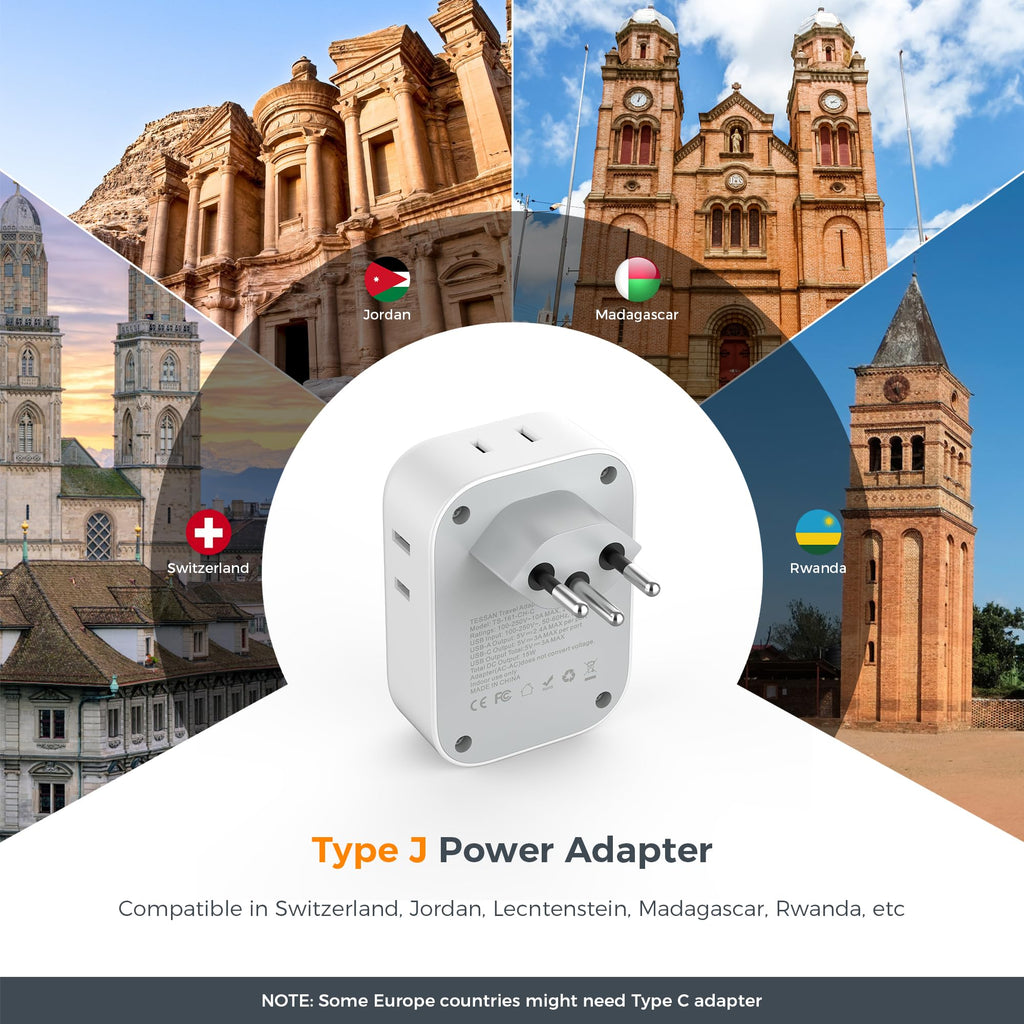 TESSAN European Travel Plug Adapter 2 Pack, Type C Plug