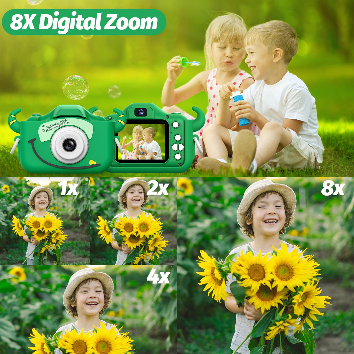 Goopow Kids Camera Toys for 3-8 Year Old Girls Boys,Children Digital Video Camcorder Camera with Cartoon Soft Cover, Best Chritmas Birthday Festival Gift for Kids