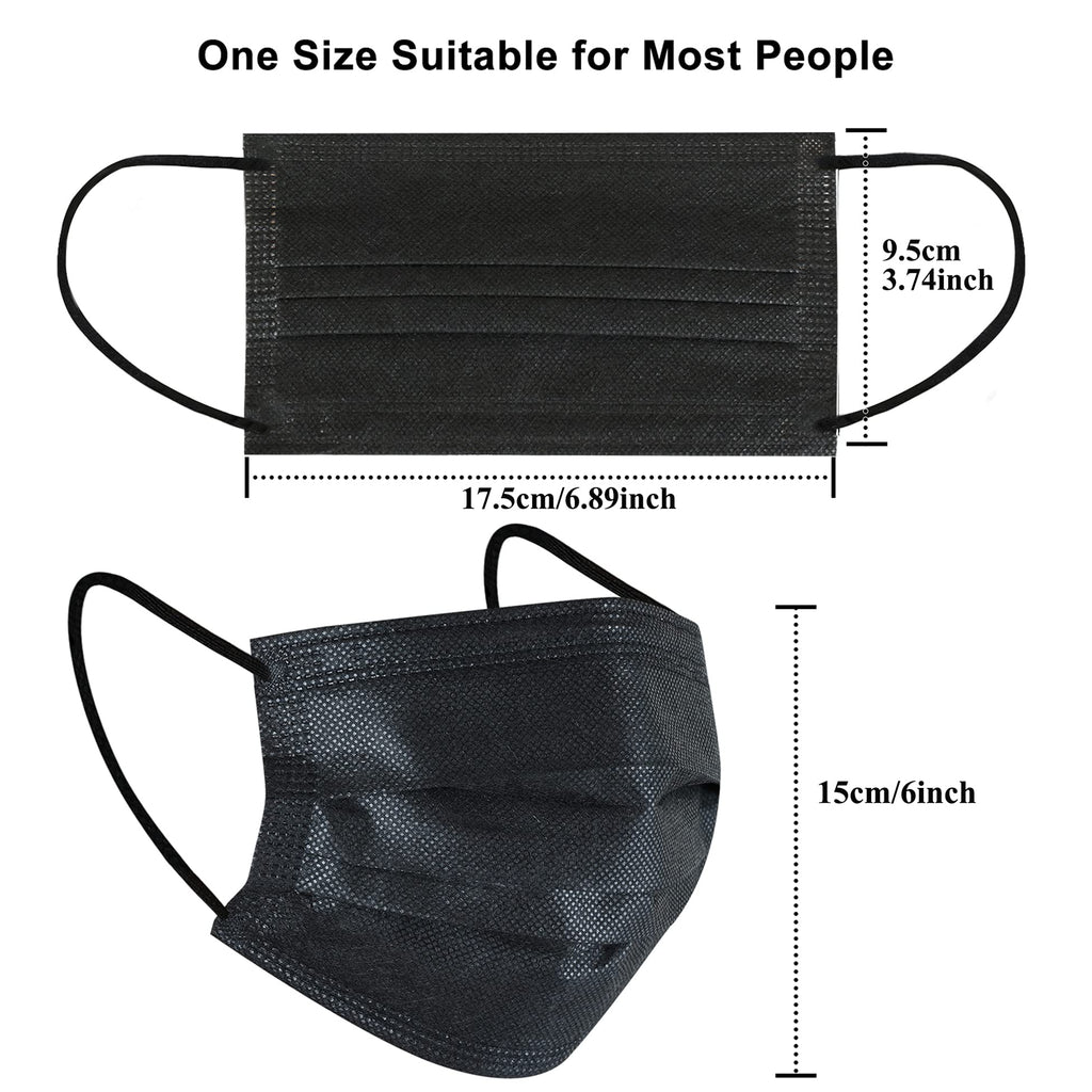 akgk KN95 Face Mask 50 PCS, Breathable Protection Masks, 5-Ply KN95 Black Masks, Cup Dust Safety Masks