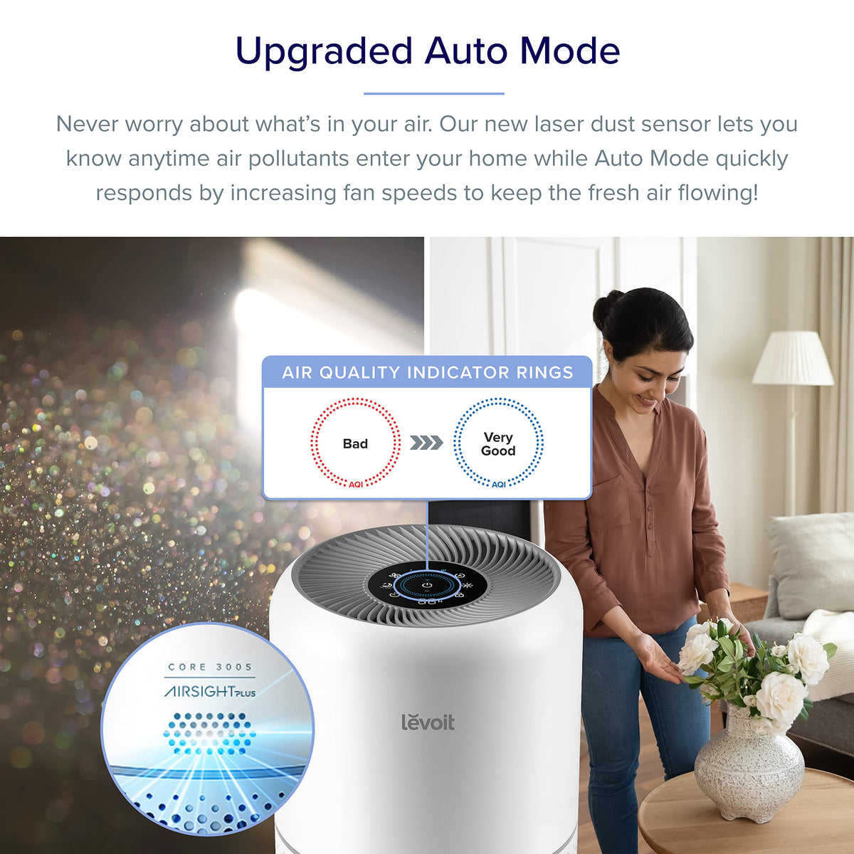 Levoit Air Purifier for Home Pets Hair Allergens in Bedroom Quiet Purifiers