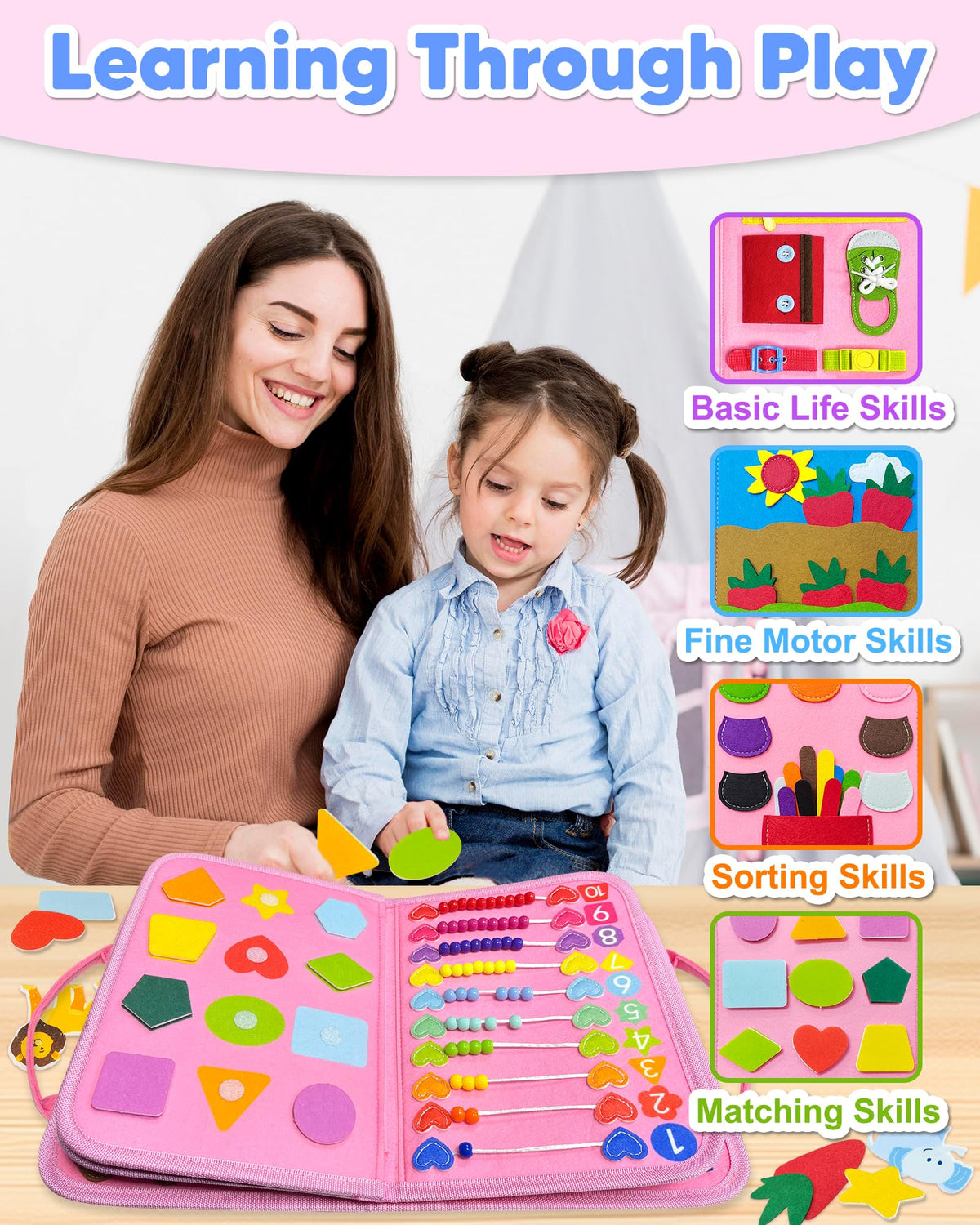 Exorany Busy Board Montessori Toys for Toddler Boy Girl Gifts Busy Book