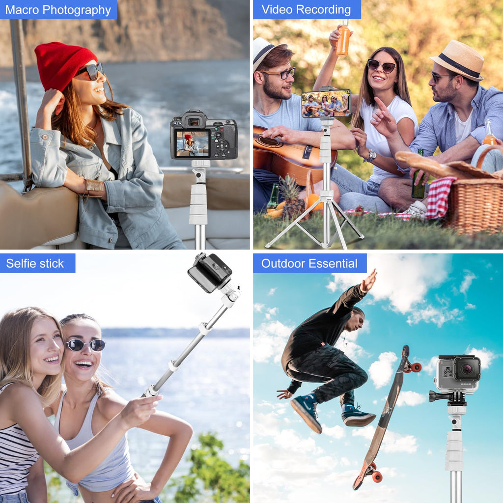 SENSYNE 62" Phone Tripod, Extendable Selfie Stick with Wireless Remote