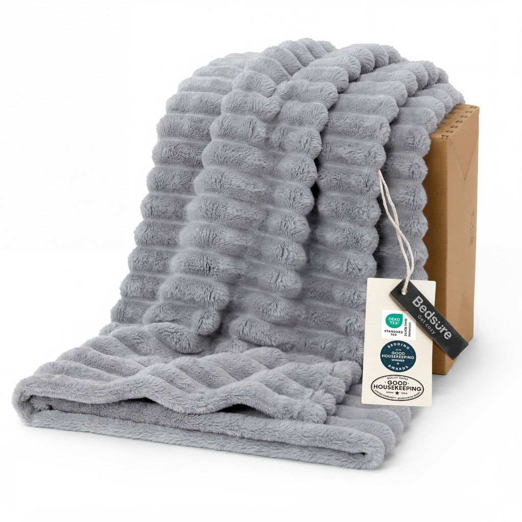 Bedsure GentleSoft White Throw Blanket for Couch - Halloween Fall Decorations for Home Living Room Decor, Cozy Fleece Fall Christmas Blanket, Birthday Gifts for Women Mom Her, Off White, 50x60 Inches