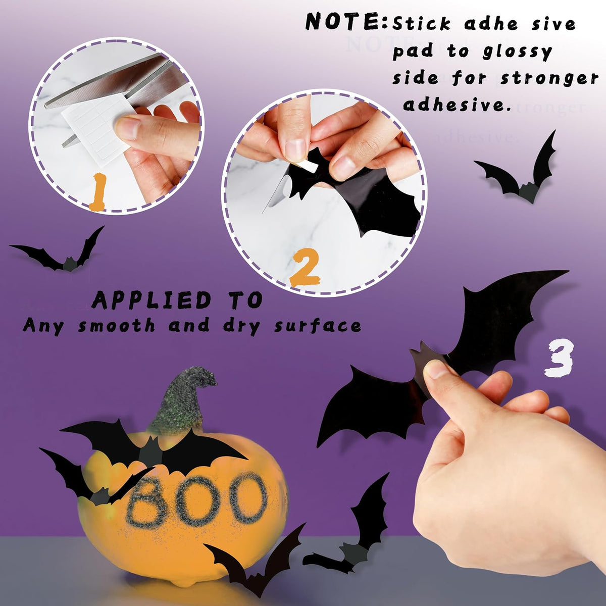140Pcs 3D Bats Halloween Decorations Realistic PVC Wall Decor