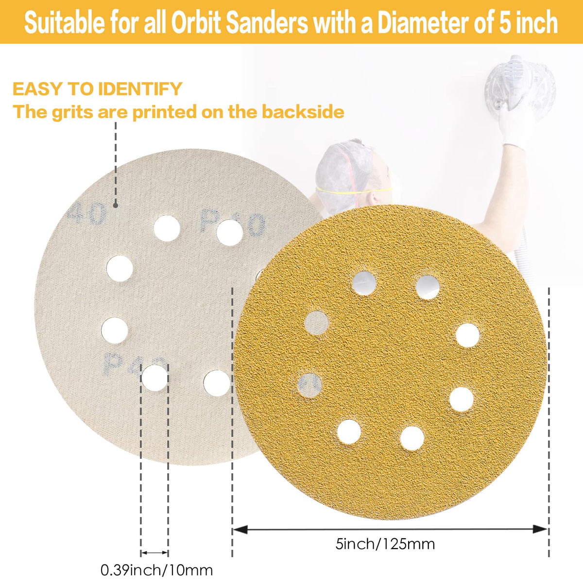 50PCS 5 Inch Sanding Discs 2500 Grit Random Orbit Sander Sandpaper