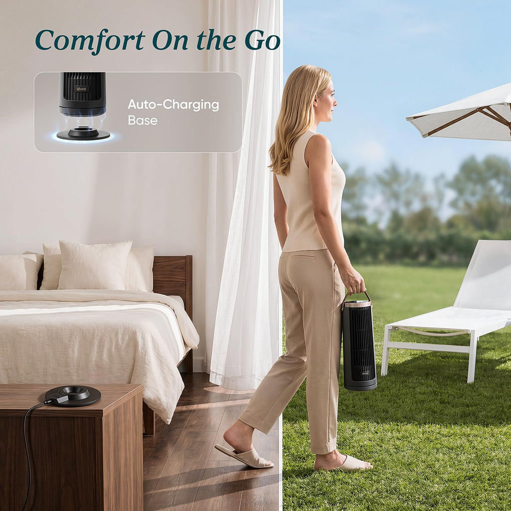 Levoit Tower Fan for Bedroom, 20dB Quiet Desk Fan, Easy to Carry & Plug-in