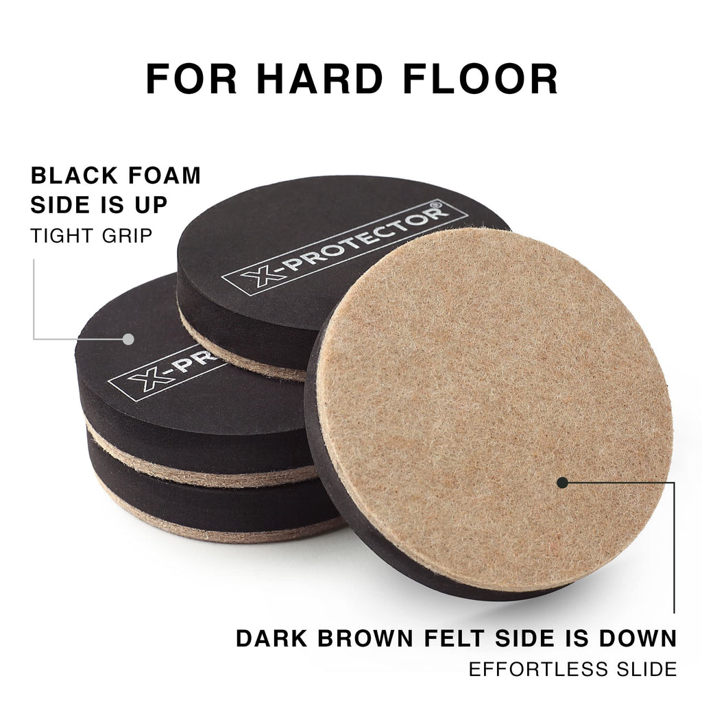Felt Furniture Sliders for Hardwood Floors X-PROTECTOR 16 PCS 3 ½”