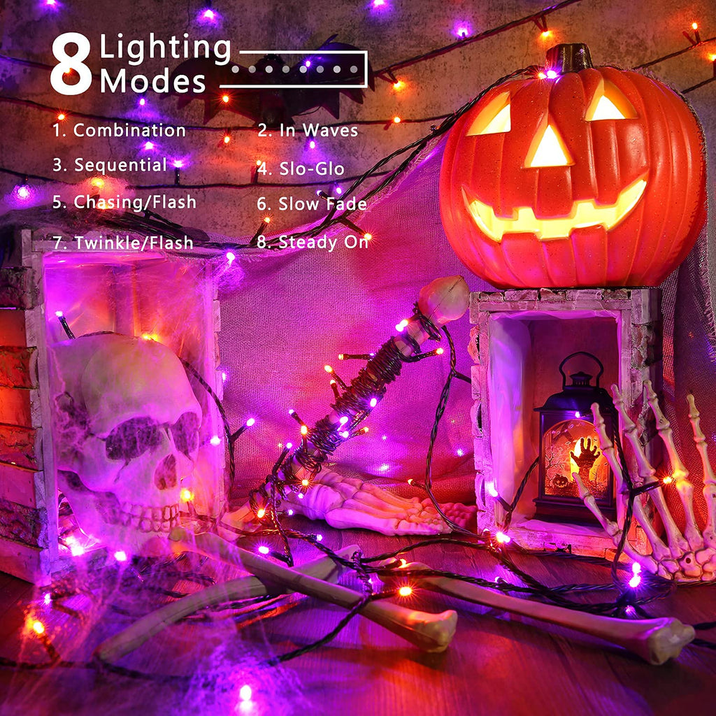 Brizled LED Halloween Lights Indoor Outdoor Orange & Purple String Light
