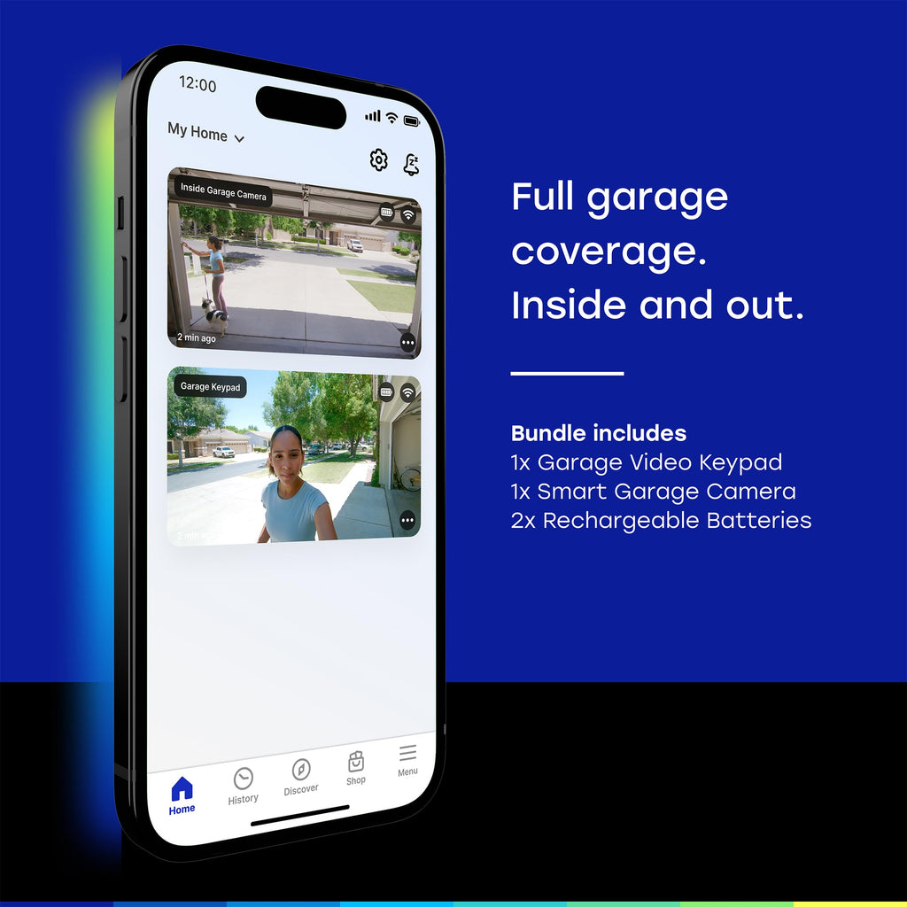 myQ Smart Garage Door Video Keypad with Wide-Angle Camera,Customizable PIN Codes,and Smartphone Control–Take Charge of Your Garage Access Works with Chamberlain, LiftMaster and Craftsman openers,White