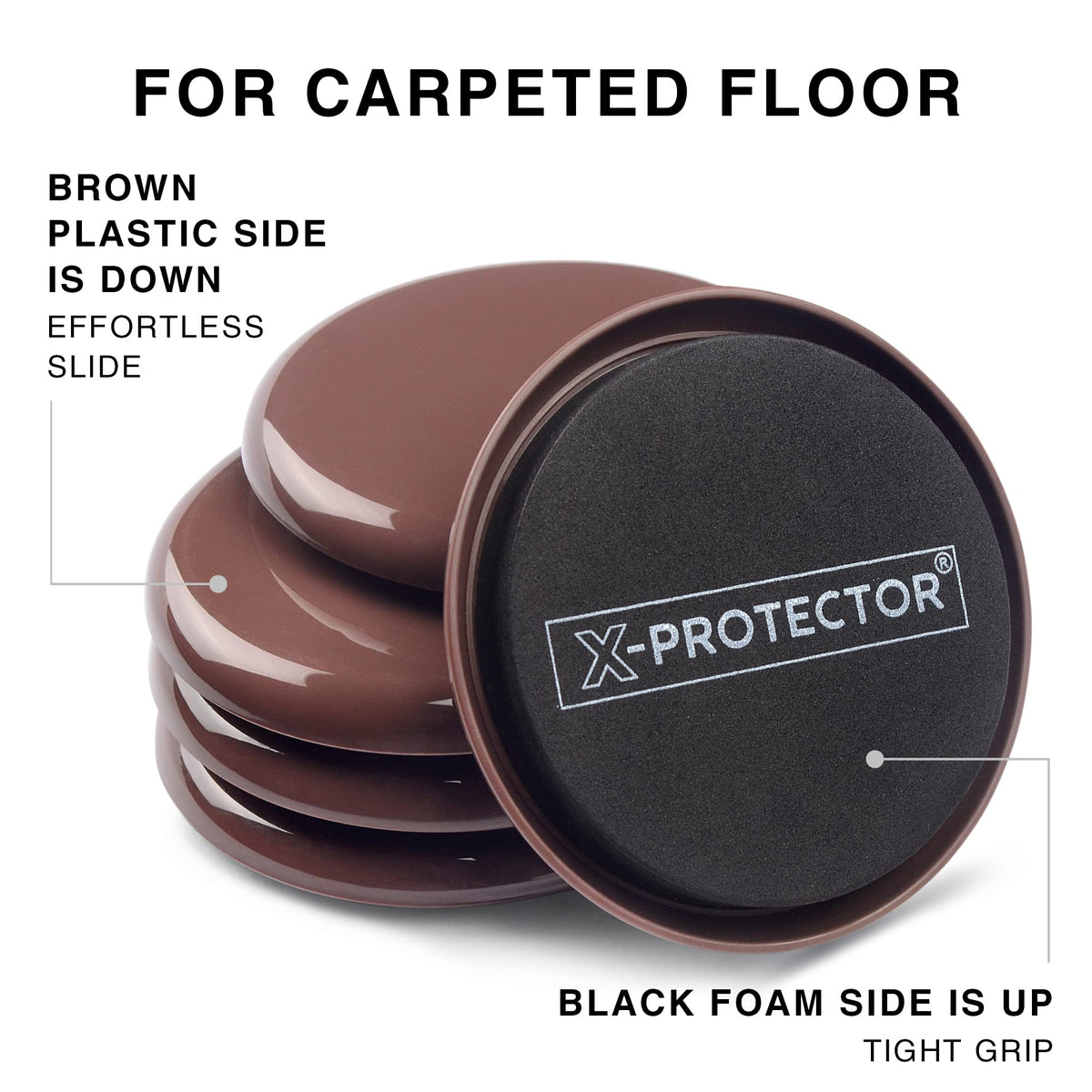 Felt Furniture Sliders for Hardwood Floors X-PROTECTOR 16 PCS 3 ½”