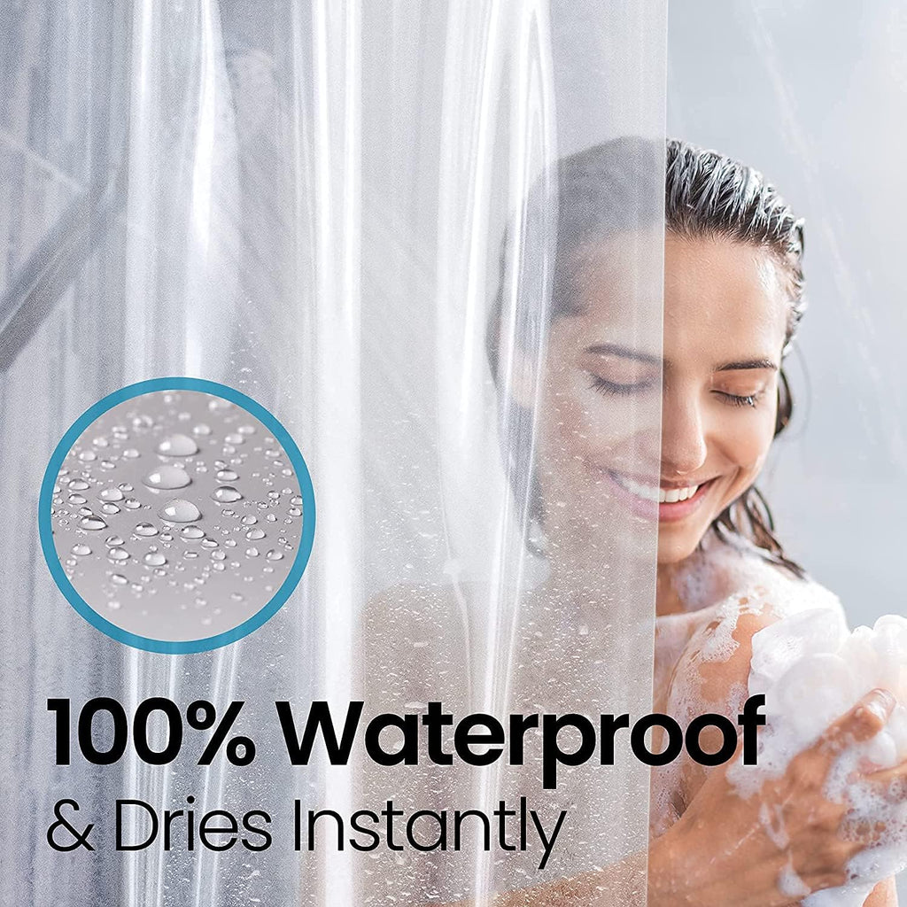 LiBa Shower Curtain PEVA 8G, 72x72 Inch Waterproof Clear