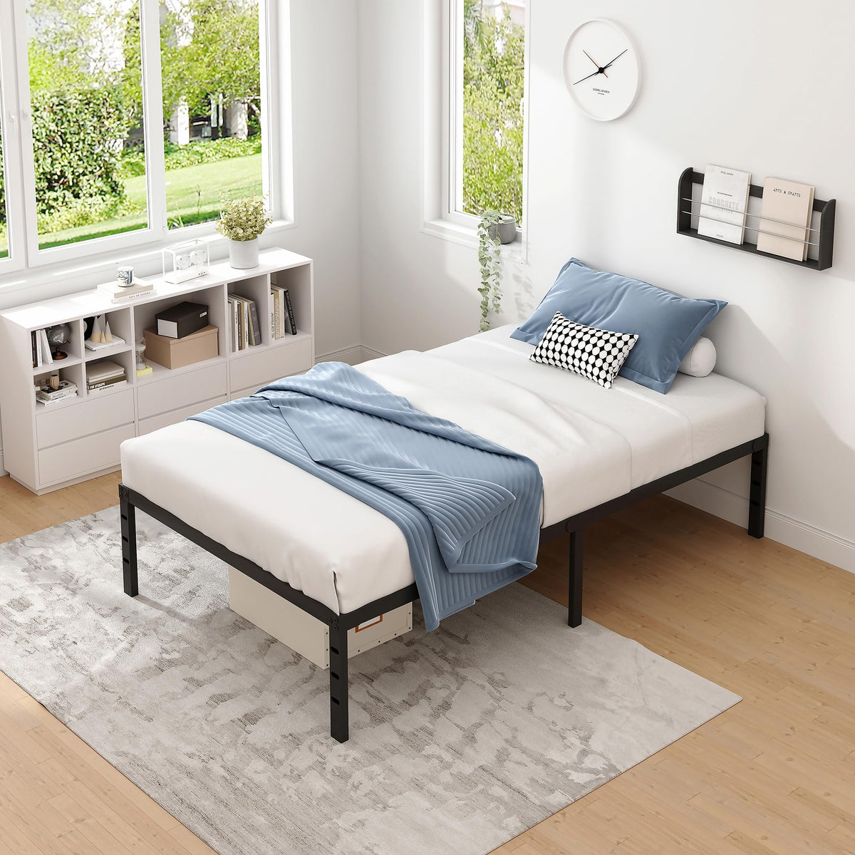 NEW JETO Metal Bed Frame,Queen Size Bed Frame with Storage Space,14 Inch