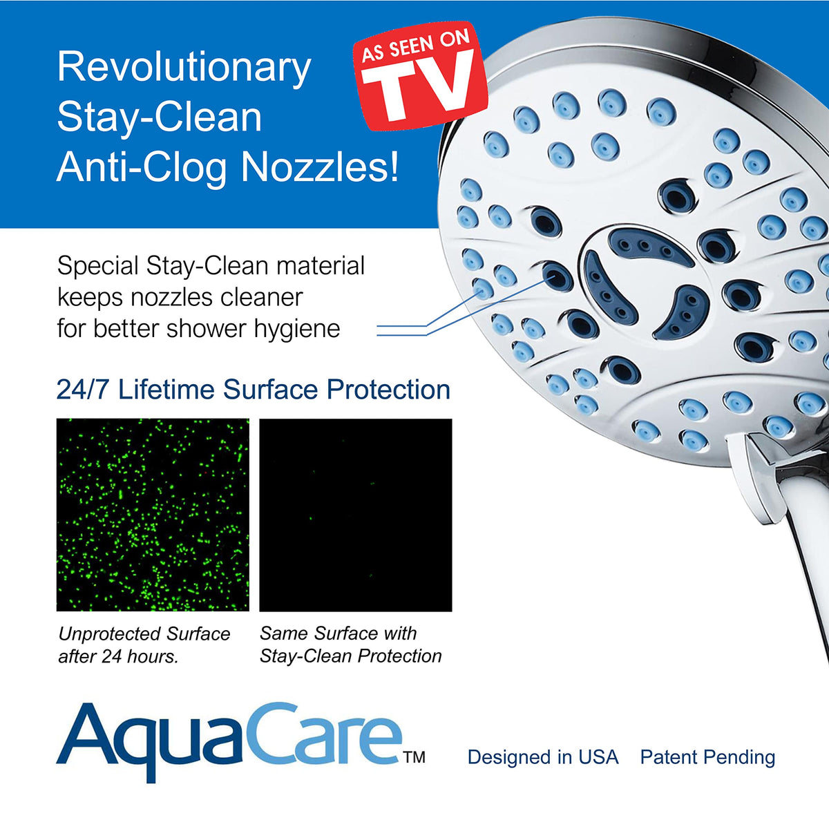 AquaCare 8-mode High Pressure Handheld Shower Head with 2-mode Power Wash