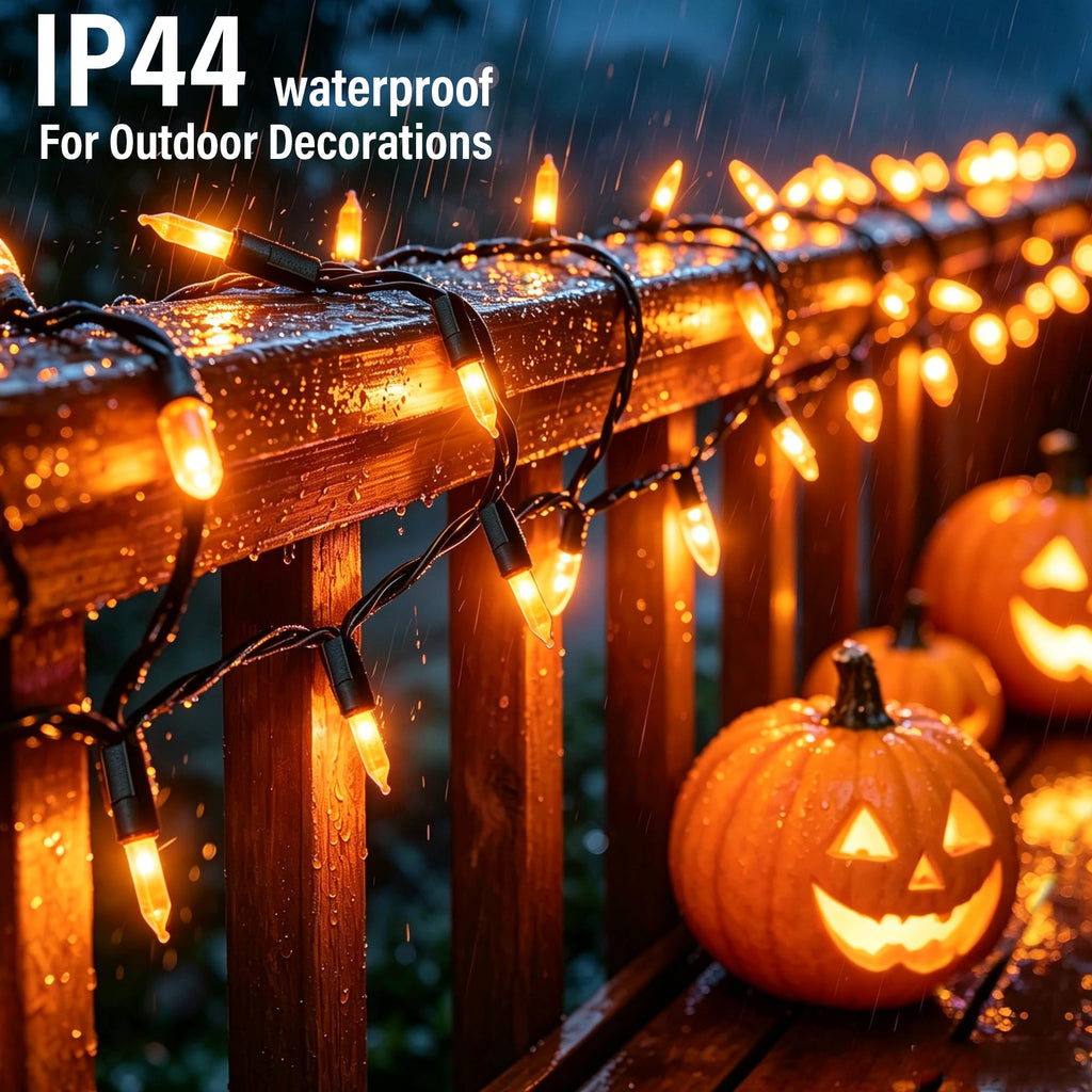 TW SHINE Orange Halloween Lights, 20FT 100 Count Incandescent Mini String Lights, Waterproof Halloween Decorations for Outdoor Indoor Patio Home Party Garden Yard Decor