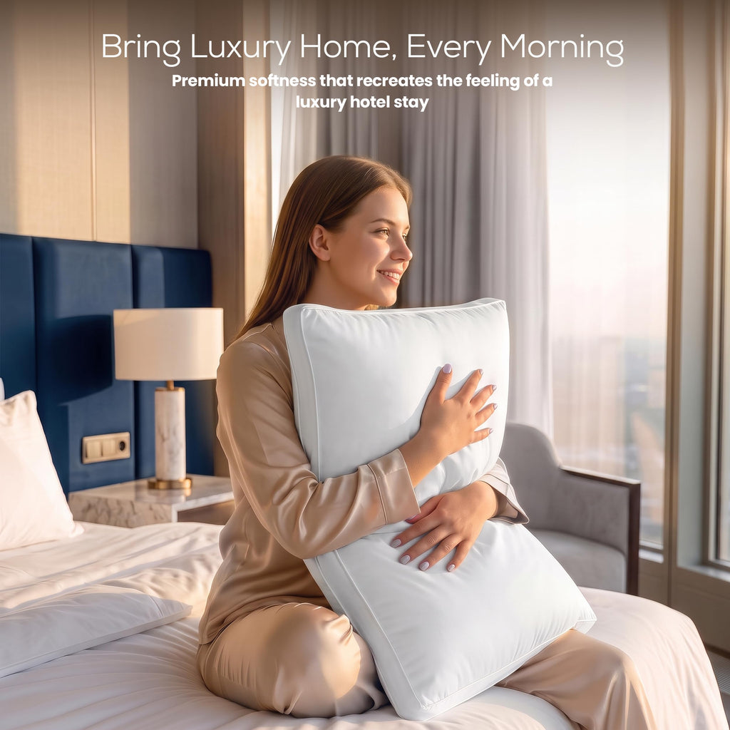 Utopia Bedding Gusset Bed Pillow, Hotel Pillows Queen Size Set of 2, White