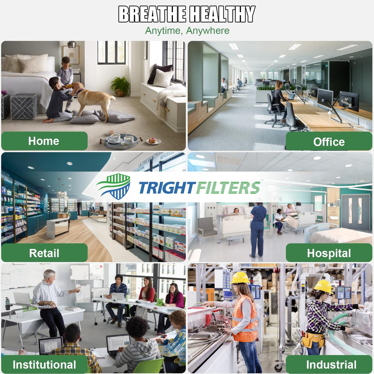 TRIGHTFILTERS 14x20x1 Air Filter 4 Pack, MERV 8 Filter Replacement