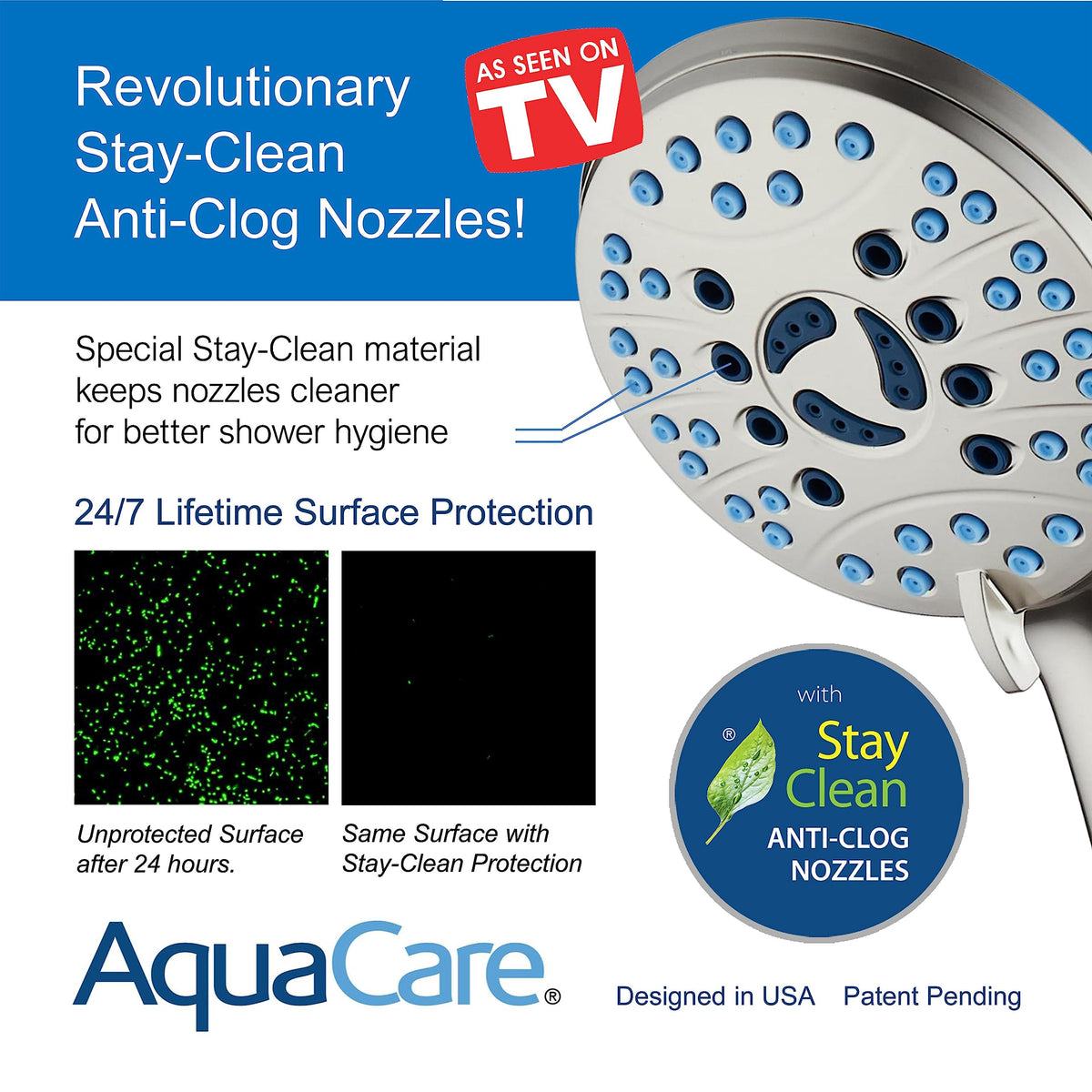 AquaCare 8-mode High Pressure Handheld Shower Head with 2-mode Power Wash