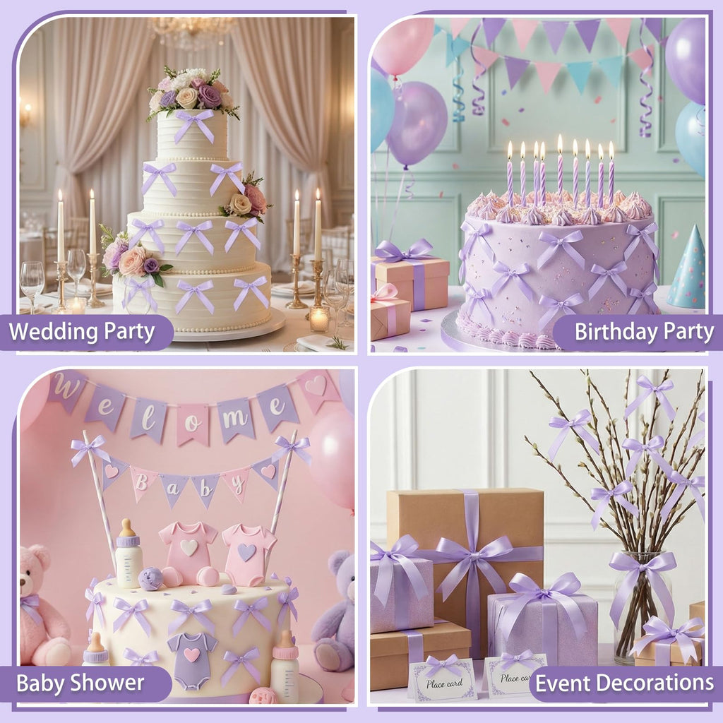 30 Pack Bow Cake Toppers Pink Ribbon Bows for Cake Back to School Decor