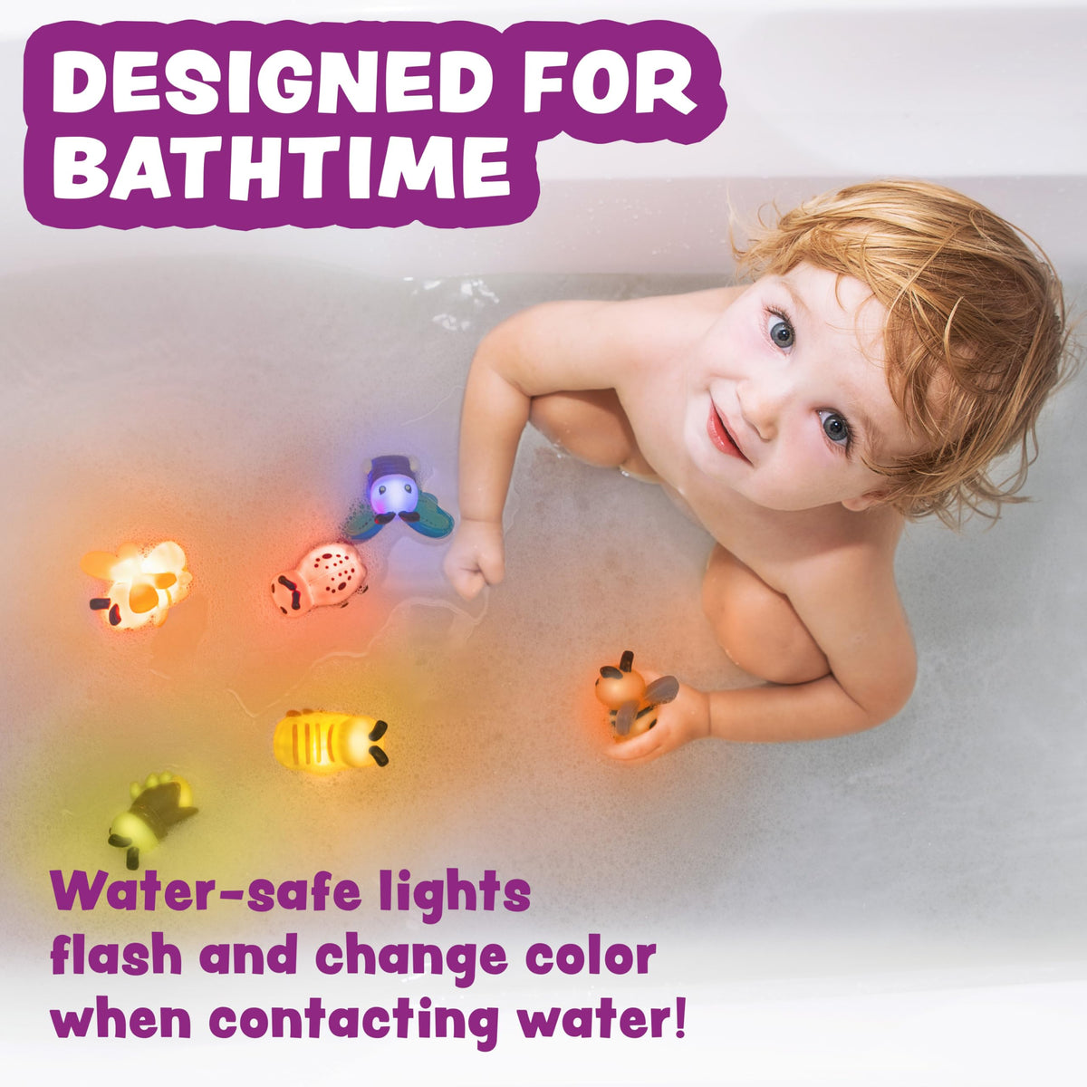 Tub Works® Ocean Rescue™ Vehicles Light Up Bath Toys, 6 Pack | Water-Activated Light Up Toys Flash & Change Color | Easy-Grip Baby & Toddler Bath Toys | Sensory Toys with Bath Lights for Kids Bath